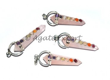 Rose Quartz Pencil Chakra Pendant