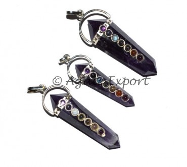 Amethyst Terminated Chakra Pendants