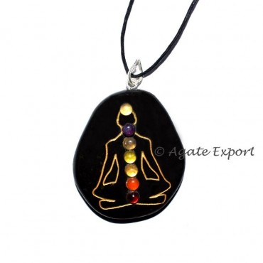 Black Aagate Chakra Budhdha Pendants
