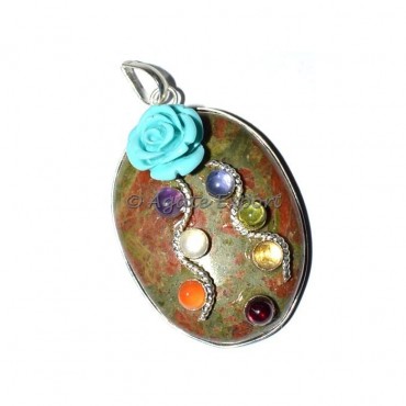 Unakite Oval Chakra Pendant