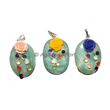 Green Aventurine Oval Chakra Pendants