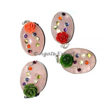 Rose Quartz Oval Chakra Pendants