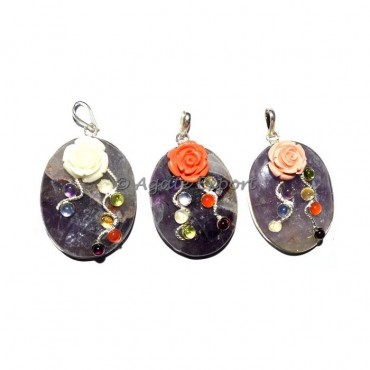 Amethyst Oval Chakra Pendants