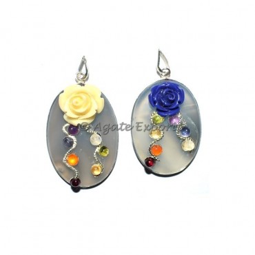 Chalcedony Oval Chakra Pendants
