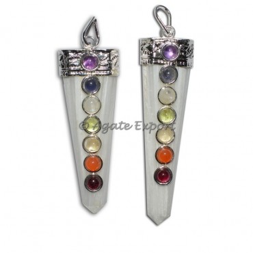 Selenite Chakra Flate Pencil Pendants
