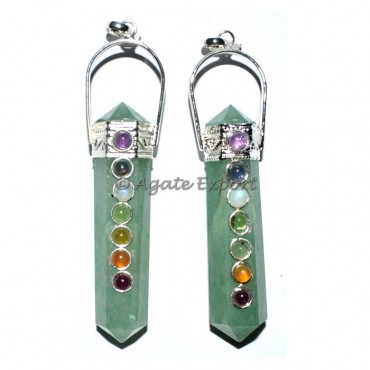 Green Aventurine Double Point Chakra Pendants