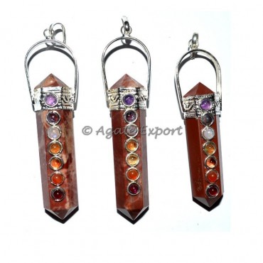 Red Jasper Double Point Chakra Pendants
