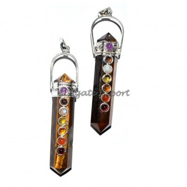 Tiger Eye Chakra Double Point Pendants