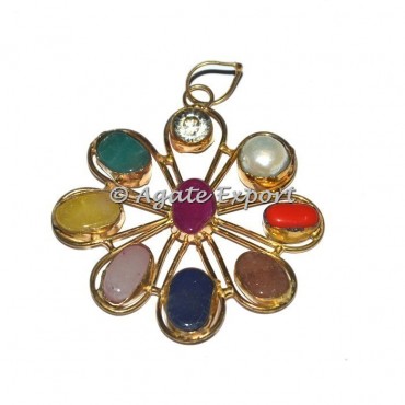 Golden 9 Chakra Stones Pendant