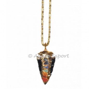 Black Obsidian Chakra Electro Golden Necklace