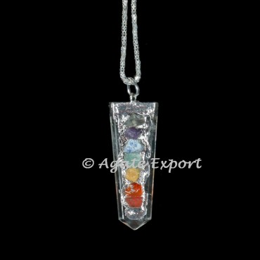 Crystal Quartz Chakra Electro Flat Pencil Necklace