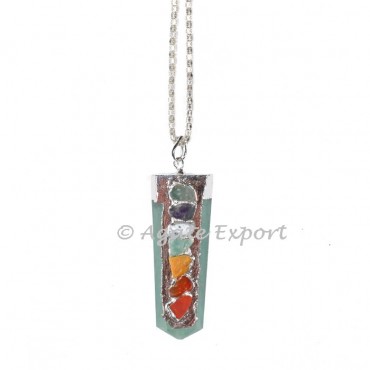 Green Aventurine Chakra Electro Flat Pencil Necklace