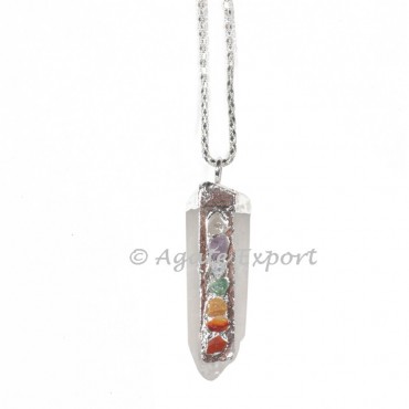 Crystal Quartz Natural point with chakra necklace