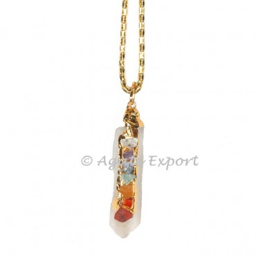 Crystal Quartz Natural Gold Electro Chakra Necklace