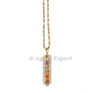 Rose Quartz Pencil Chakra Necklace