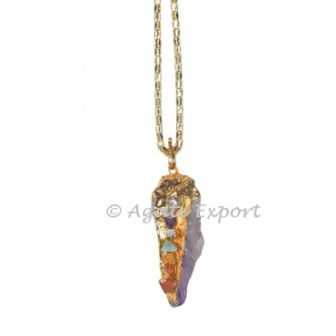 Amethyst Natural Gold Chakra Electro Necklace