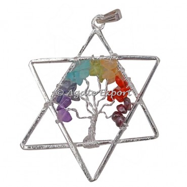 7 Chakra Stones Star Pendants