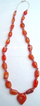 Carnelain 4 Side Beads Necklaces