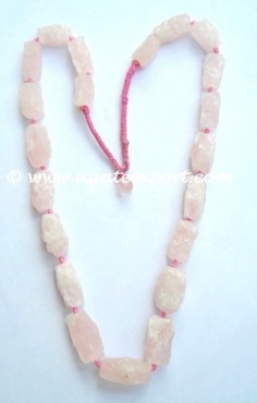 Rose Quartz Hand Made 4 Side Bagger Necklace.