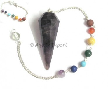 Amethyst Chakra Faceted Pendulums.