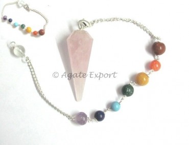Rose Quartz Chakra Faceted Pendulums.