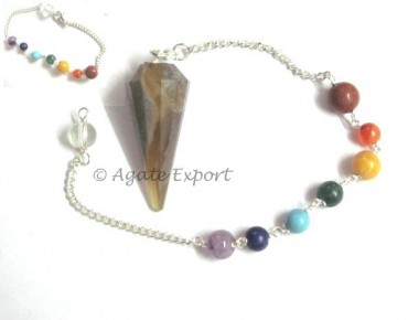 Multi Fluorite Chakra Faceted Pendulums.