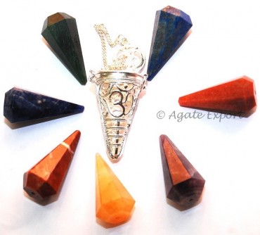Chakra Cage Om Pendulums 6 Faceted Stones.