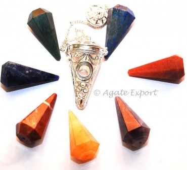 Chakra Cage Triple Moon Pendulums 6 Faceted Stones