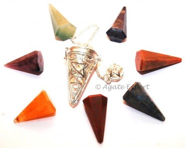 Pentagram Chakra Pendulums 6 Faceted Cone