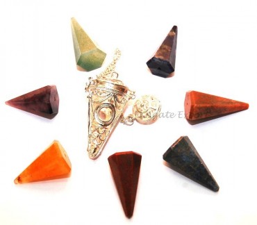 Chakra Cage Triple Moon Pendulums 6 Faceted Cone