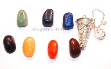 Chakra Cage Om Pendulums With Tumbled Stones