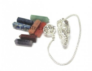 Pentagram Silver Cage Pendulum