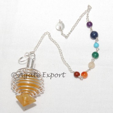 Golden Quartz Chakra Cage Pendulum