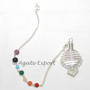 Crystal Quartz Cage Pendulum With Pyramids