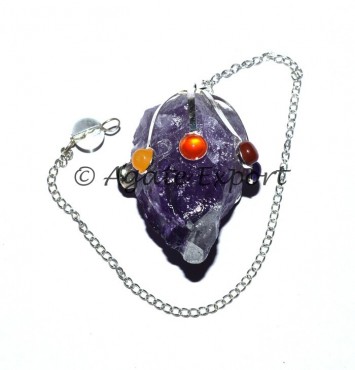 High Quality Amethyst Rough Chakra Pendulum