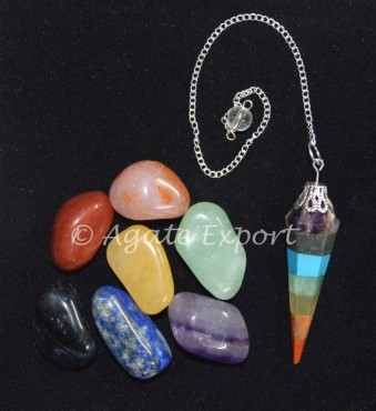 Seven Chakra Kit Tumbled Pendulums
