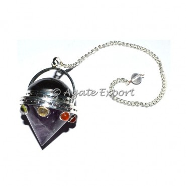 Chakra Cone Amethyst Pendulums