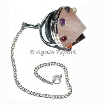 Chakra Cone Rose Quartz Pendulums