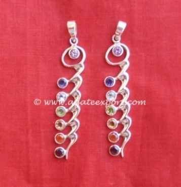 Faceted Stone Chakra Silver Pendant.