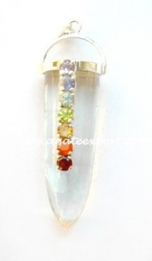 Crystal Quartz Faceted Chakra Pendant.