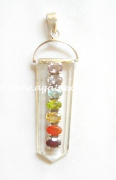Crystal Quartz Faceted Chakra Pendant.