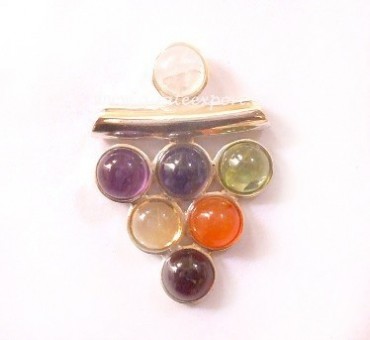 Seven Chakra 6 MM Cabs Pendant.