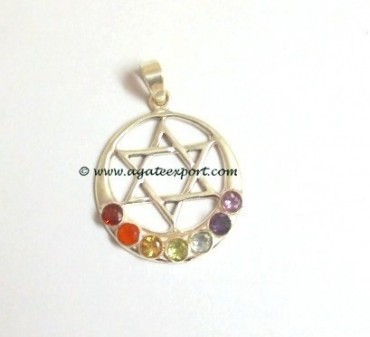 Star Faceted Cabs Chakra Pendant.