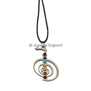Choko Reiki Seven Chakra Wood Pendant