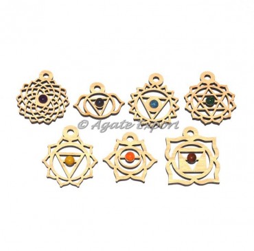 7 Chakra Wooden Pendants Sets