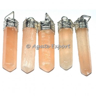 Orange Selenite Cap Pencil Pendants