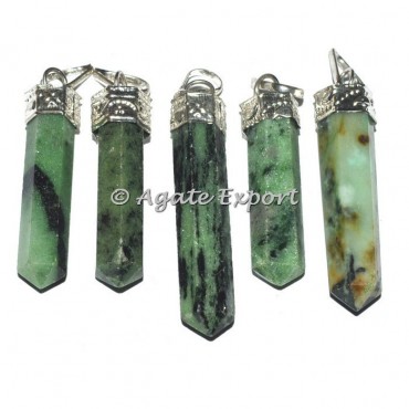 Green Zoisite cap Pencil Pendants
