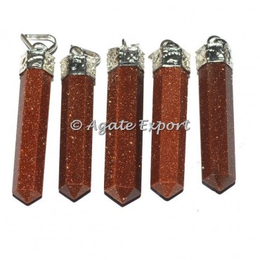 Brown Sunstone Cap Pencil Pendants