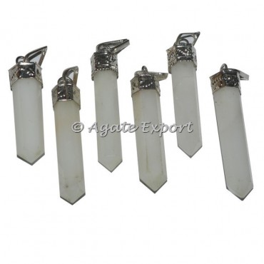 White Quartz Cap Pencil Pendants