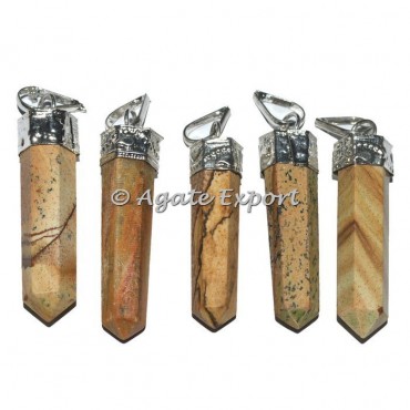Picture Jasper Cap Pencil Pendants